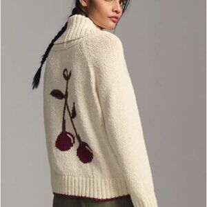 Anthropologie Maeve Cherry Cardigan Sweater
